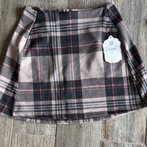 Altar'd State Black and Cream Plaid Mini Skirt